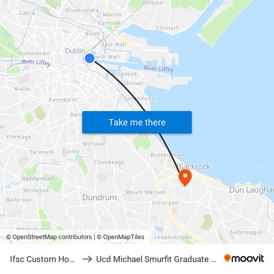 Ifsc Custom House Quays to Ucd Michael Smurfit Graduate Business School map