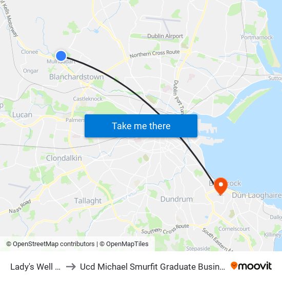 Lady's Well Road to Ucd Michael Smurfit Graduate Business School map