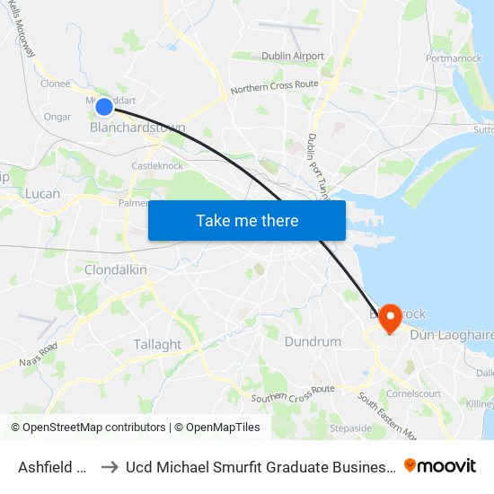 Ashfield Park to Ucd Michael Smurfit Graduate Business School map