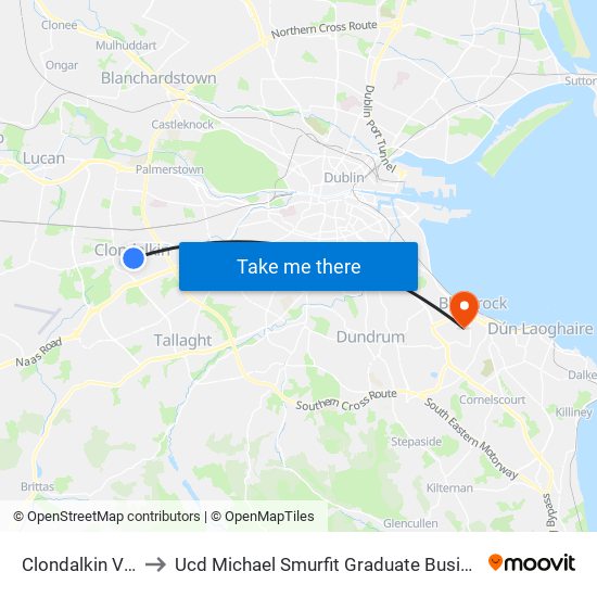 Clondalkin Village to Ucd Michael Smurfit Graduate Business School map