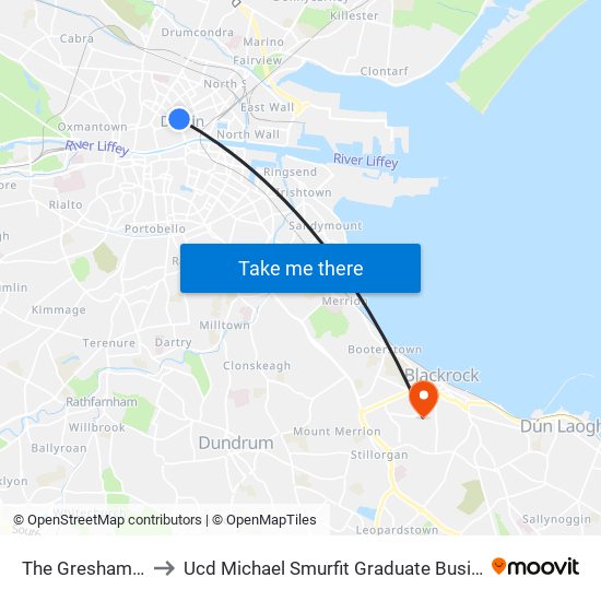 The Gresham Hotel to Ucd Michael Smurfit Graduate Business School map