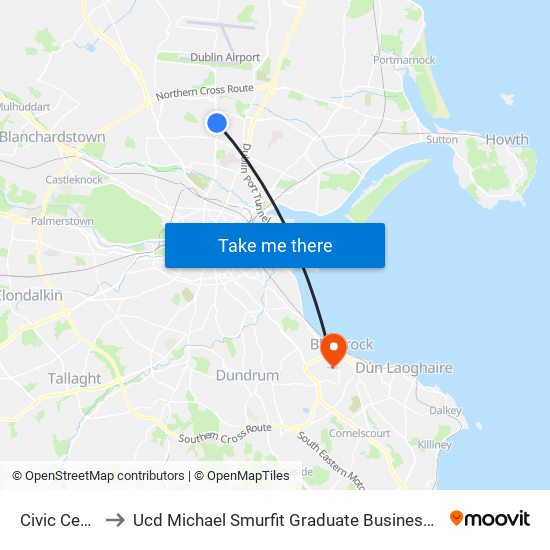 Civic Centre to Ucd Michael Smurfit Graduate Business School map