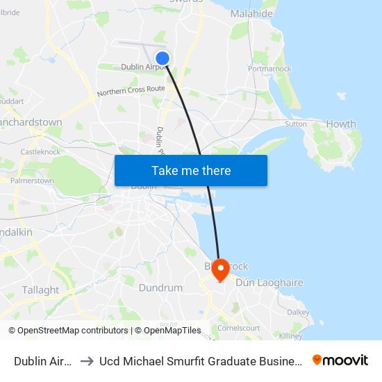 Dublin Airport to Ucd Michael Smurfit Graduate Business School map