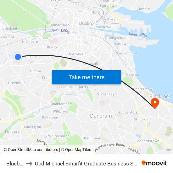 Bluebell to Ucd Michael Smurfit Graduate Business School map