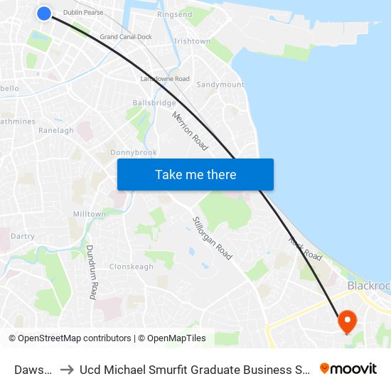 Dawson to Ucd Michael Smurfit Graduate Business School map