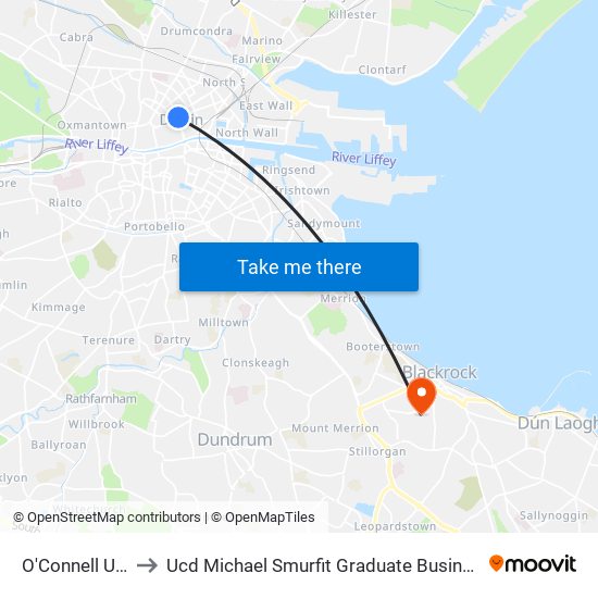 O'Connell Upper to Ucd Michael Smurfit Graduate Business School map