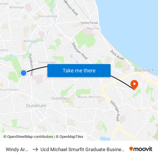 Windy Arbour to Ucd Michael Smurfit Graduate Business School map