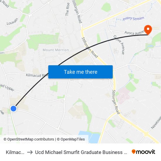 Kilmacud to Ucd Michael Smurfit Graduate Business School map