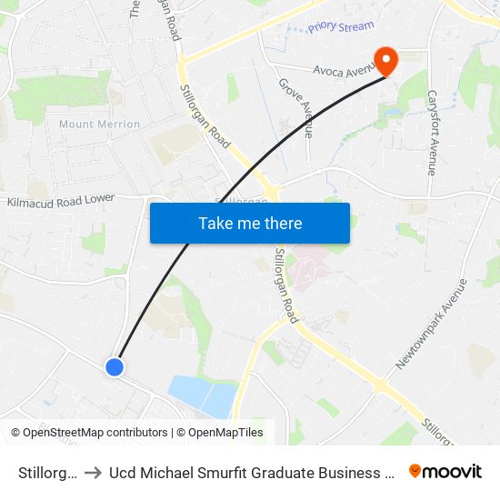Stillorgan to Ucd Michael Smurfit Graduate Business School map