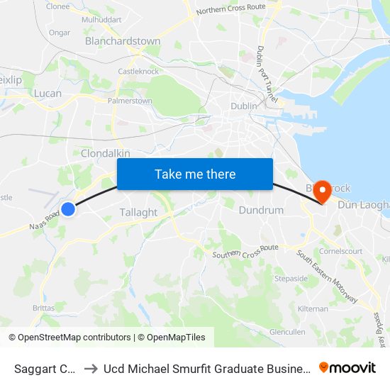 Saggart Cross to Ucd Michael Smurfit Graduate Business School map