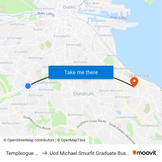 Templeogue Bridge to Ucd Michael Smurfit Graduate Business School map