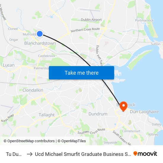 Tu Dublin to Ucd Michael Smurfit Graduate Business School map