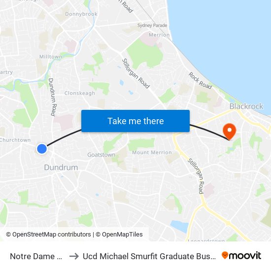 Notre Dame School to Ucd Michael Smurfit Graduate Business School map