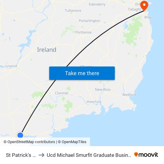 St Patrick's Quay to Ucd Michael Smurfit Graduate Business School map