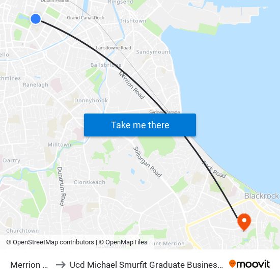 Merrion Row to Ucd Michael Smurfit Graduate Business School map