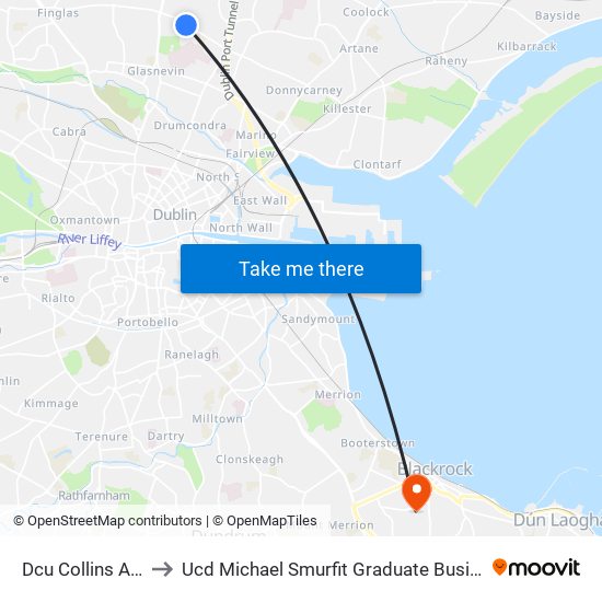 Dcu Collins Avenue to Ucd Michael Smurfit Graduate Business School map