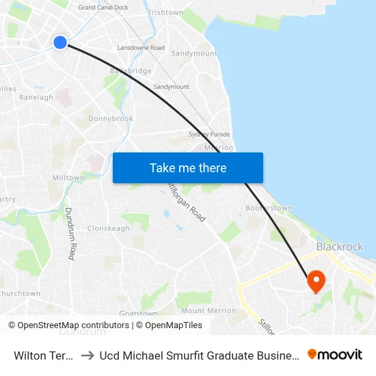 Wilton Terrace to Ucd Michael Smurfit Graduate Business School map