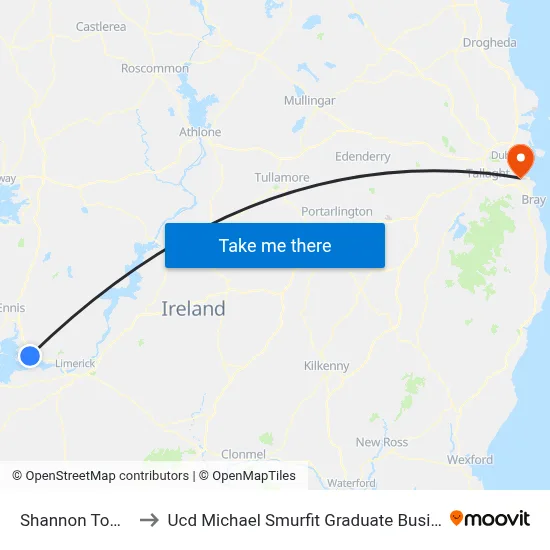 Shannon Town Hall to Ucd Michael Smurfit Graduate Business School map
