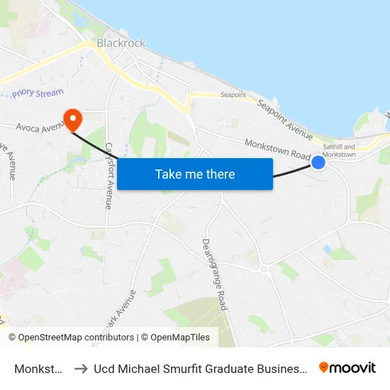 Monkstown to Ucd Michael Smurfit Graduate Business School map