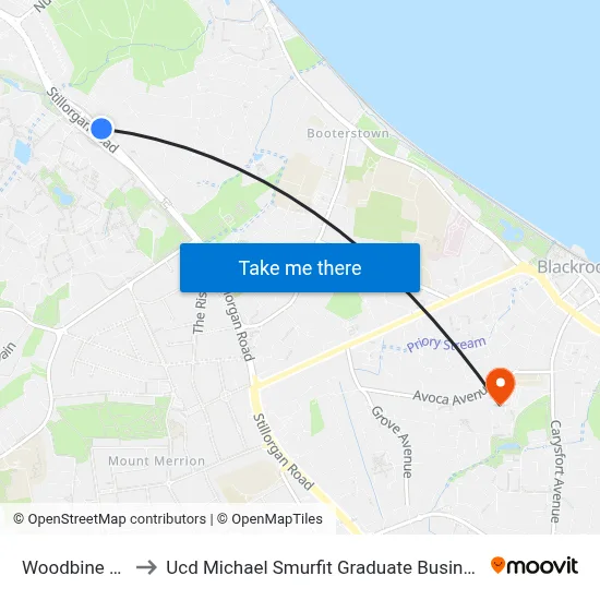 Woodbine Road to Ucd Michael Smurfit Graduate Business School map