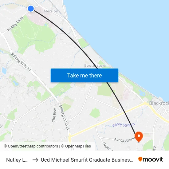 Nutley Lane to Ucd Michael Smurfit Graduate Business School map