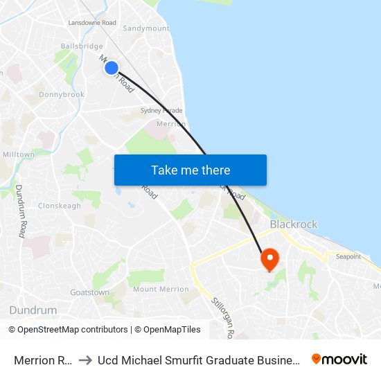 Merrion Road to Ucd Michael Smurfit Graduate Business School map