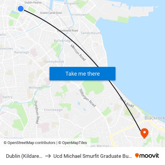 Dublin (Kildare Street) to Ucd Michael Smurfit Graduate Business School map