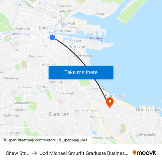 Shaw Street to Ucd Michael Smurfit Graduate Business School map