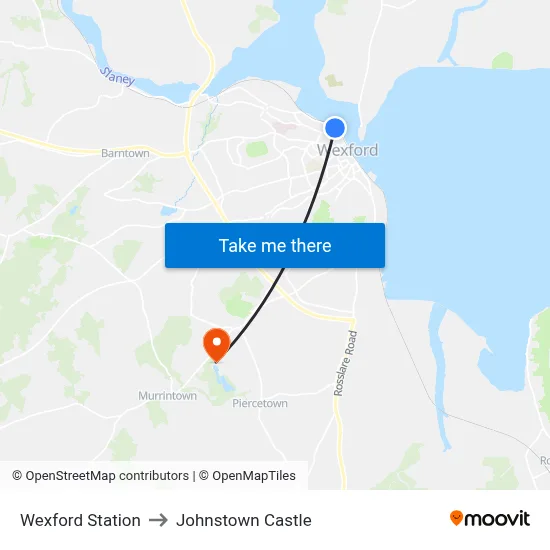 Wexford Station to Johnstown Castle map