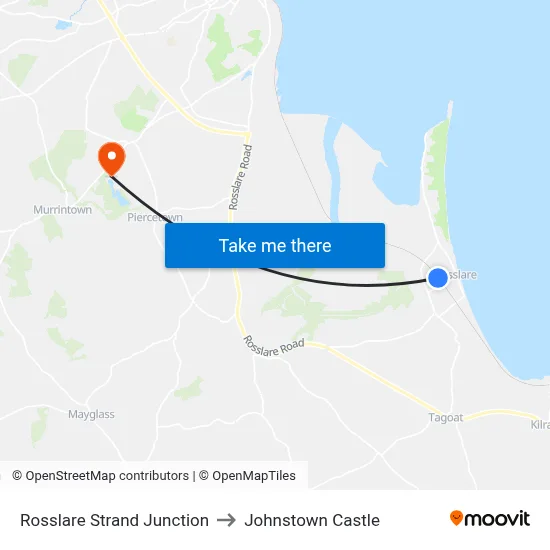 Rosslare Strand Junction to Johnstown Castle map