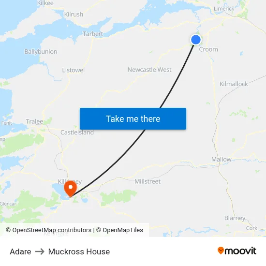 Adare to Muckross House map