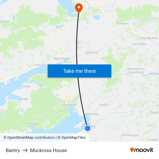 Bantry to Muckross House map