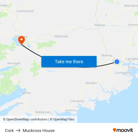 Cork to Muckross House map