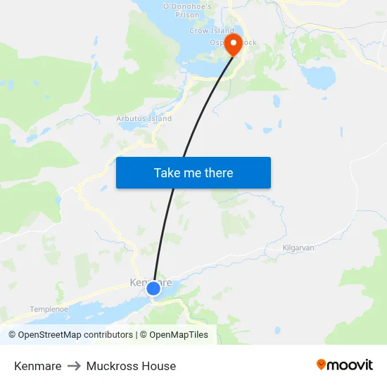 Kenmare to Muckross House map