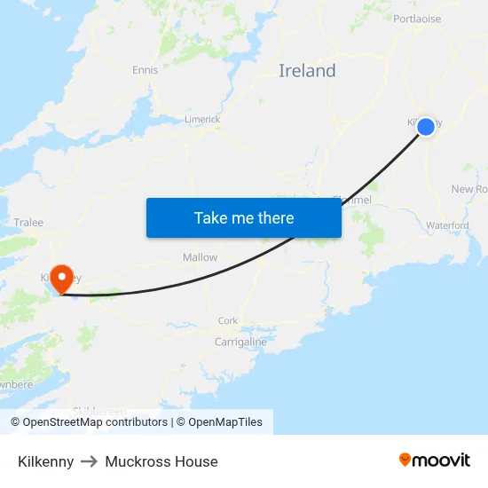 Kilkenny to Muckross House map