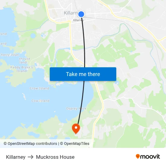 Killarney to Muckross House map