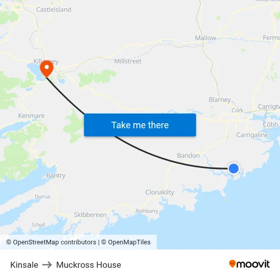 Kinsale to Muckross House map