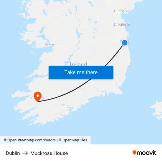 Dublin to Muckross House map
