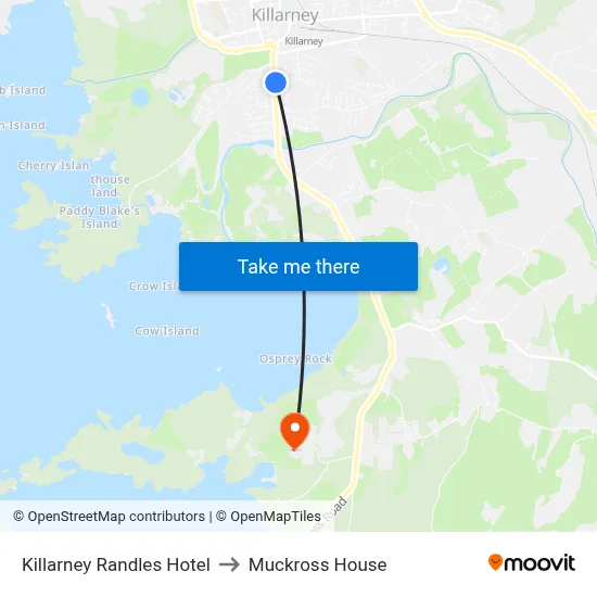 Killarney Randles Hotel to Muckross House map