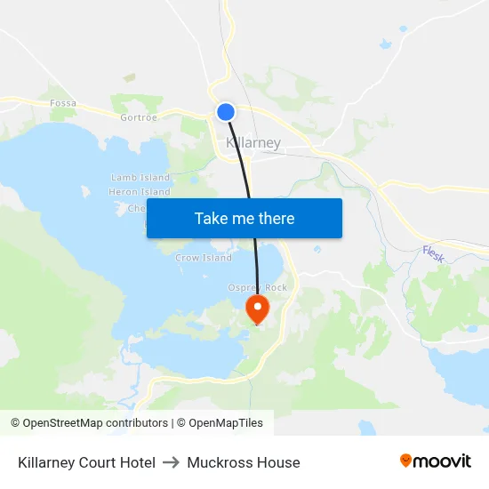 Killarney Court Hotel to Muckross House map