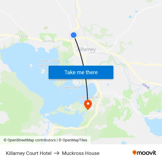Killarney Court Hotel to Muckross House map