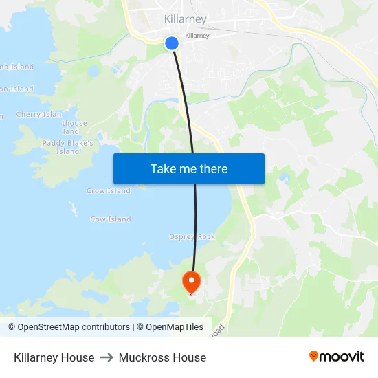 Killarney House to Muckross House map