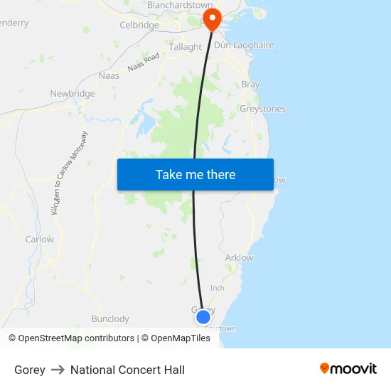 Gorey to National Concert Hall map