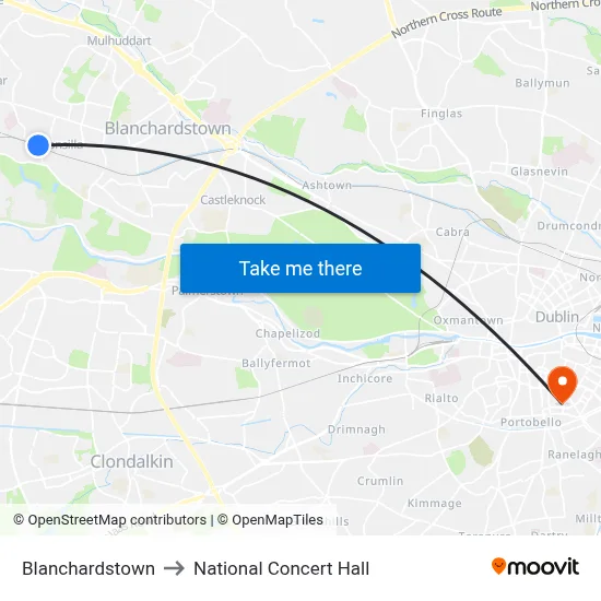 Blanchardstown to National Concert Hall map