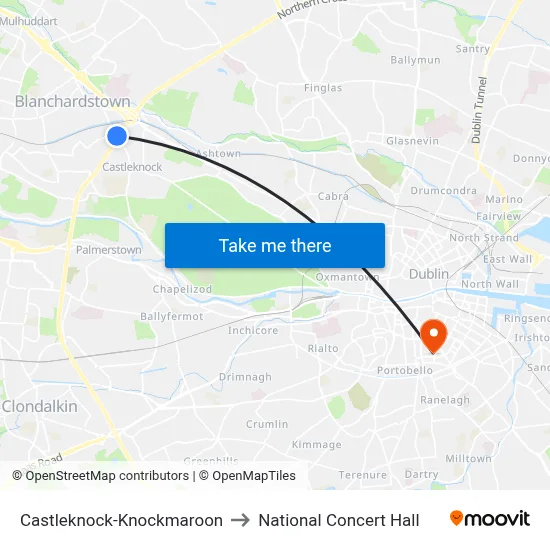 Castleknock-Knockmaroon to National Concert Hall map