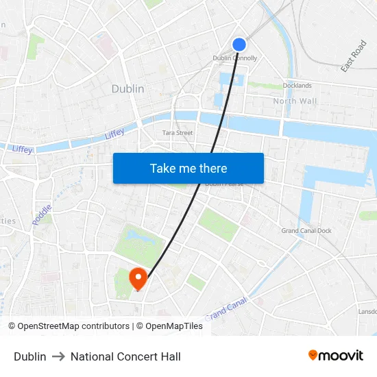Dublin to National Concert Hall map