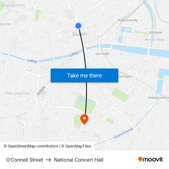 O'Connell Street to National Concert Hall map