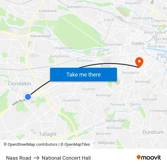 Naas Road to National Concert Hall map