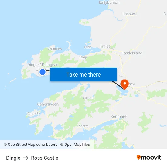 Dingle to Ross Castle map