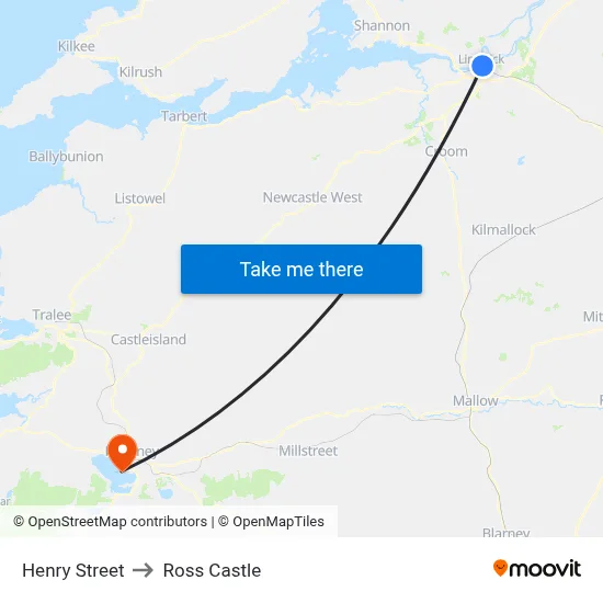 Henry Street to Ross Castle map